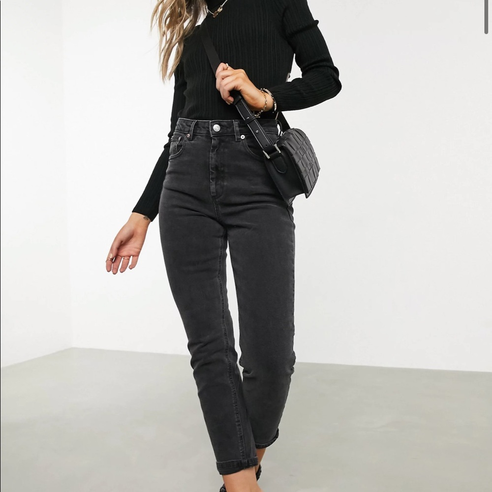 ASOS high rise Farleigh mom jeans in washed black